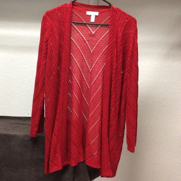 dressbarn Sweaters - Dressbarn Red Cardigan Sz XL